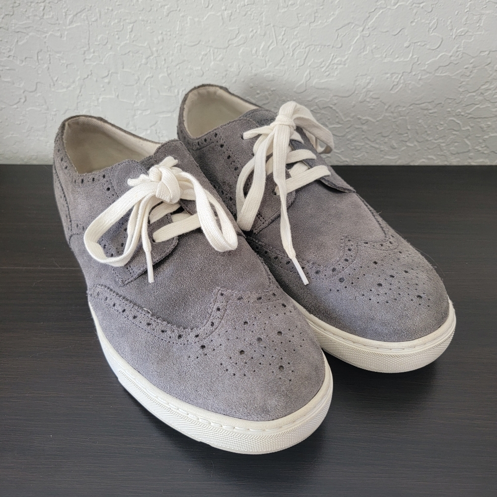 Men's Rockport Gray Suede Lace Up Casual Wingtip Shoes Size 11